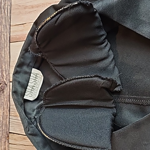 VINTAGE 80'S SHASHA BLACK DOUBLE BREASTED LONG SLEEVE DRESS - Picture 11 of 16